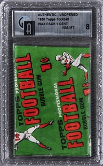 1956 Topps Football Unopened One-Cent Wax Pack – GAI NM-MT 8